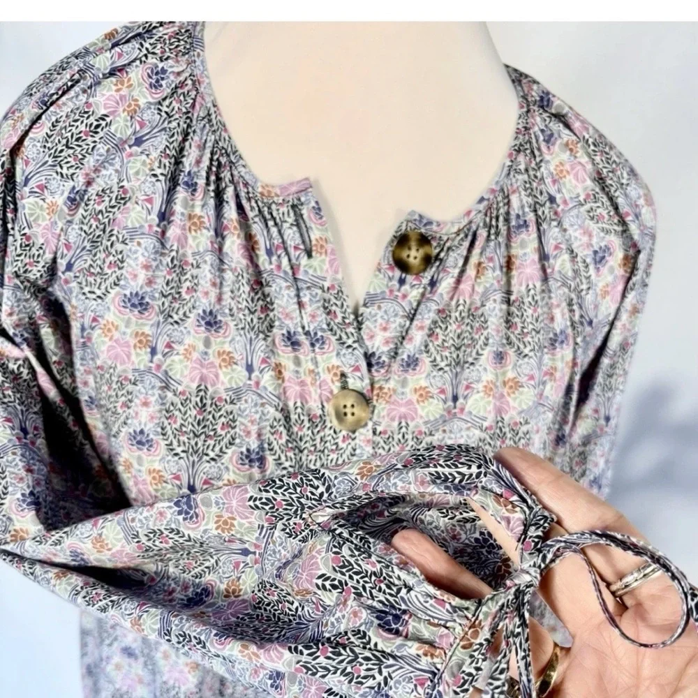 J.Crew Liberty Fabric Floral Button Front Tunic Size M - Picture 4 of 10